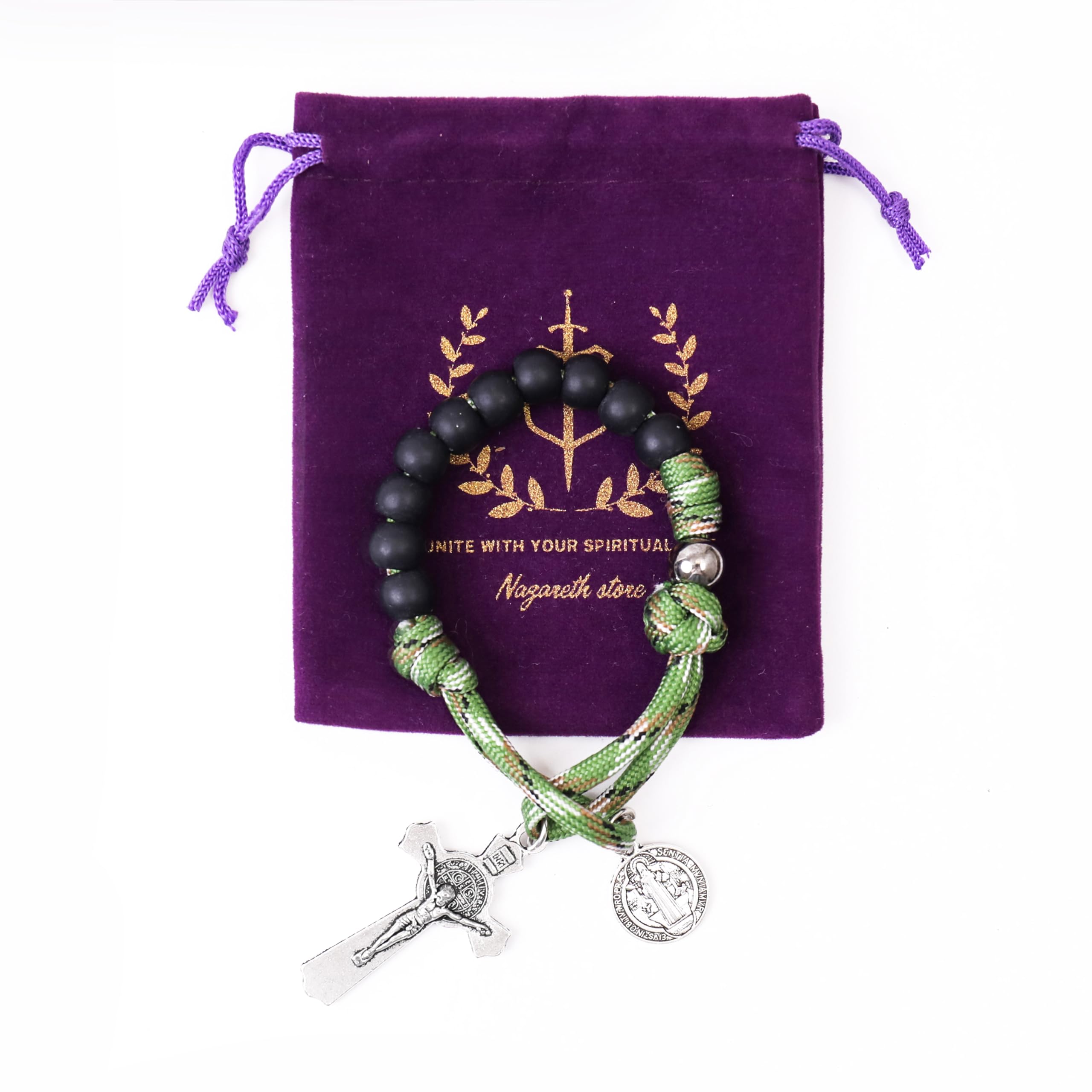 Nazareth Store One Decade Paracord Rosary Beads Pocket/Bracelet Rosary Miraculous/St Benedict/St Joseph Medal & Cross - Image 4